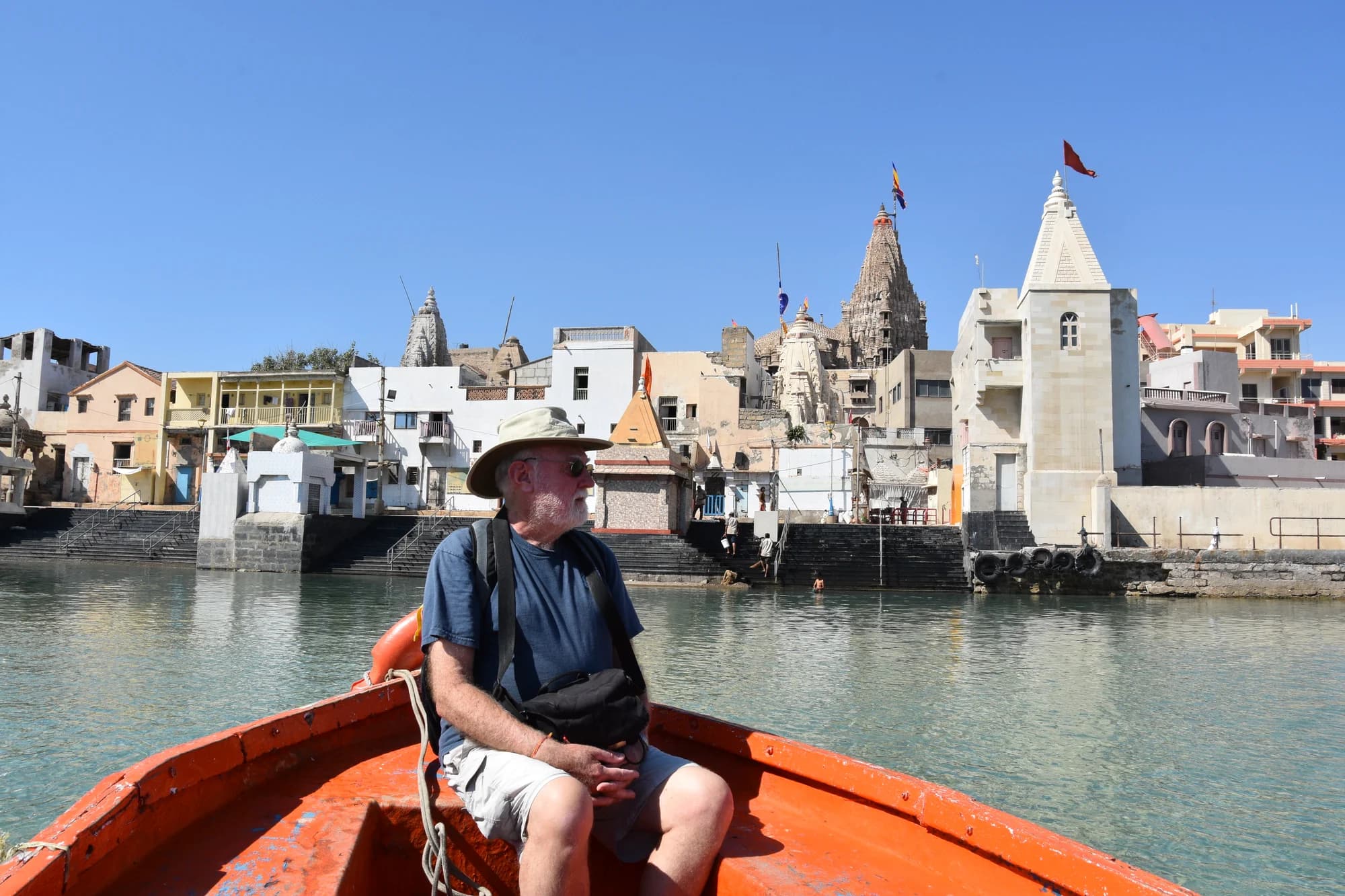 Travellers crossing by boat to Bet Dwarka