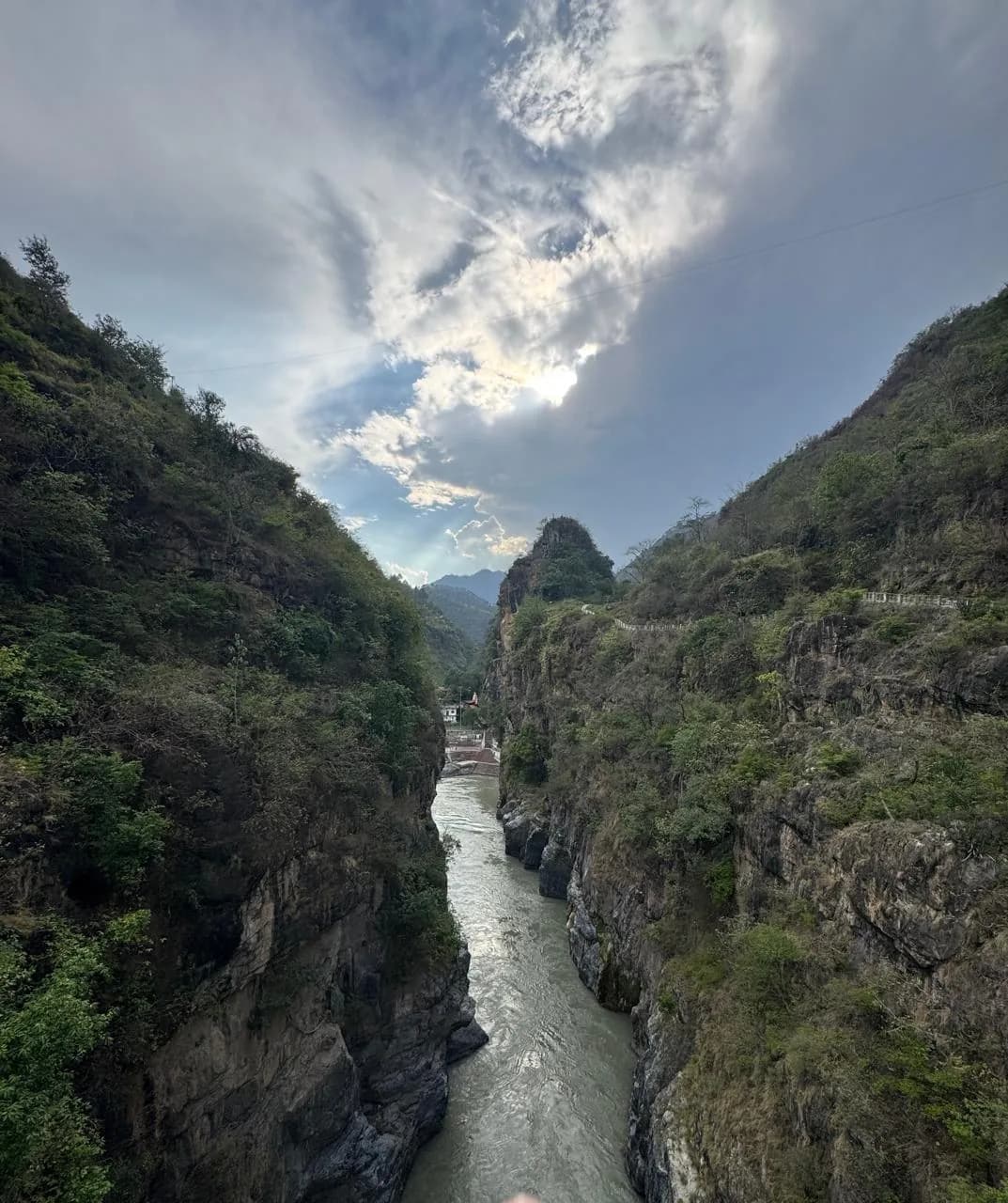 A deep river gorge in the Himalaya