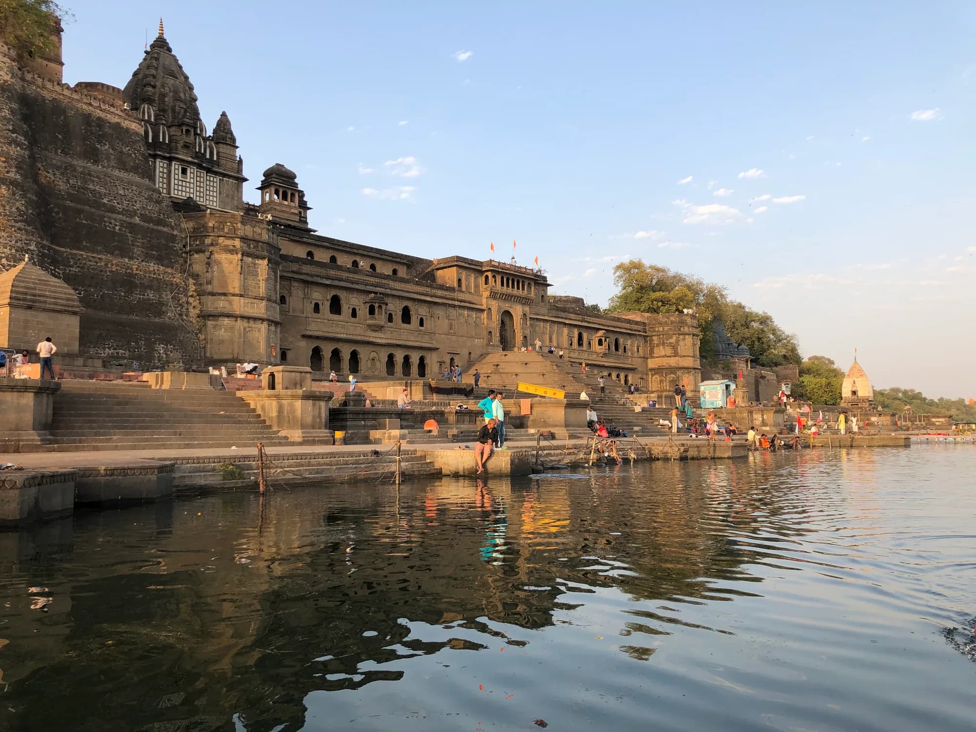 The fort and riverfront ghats of Maheshwar on the Narmada